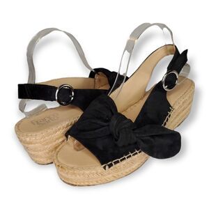 Franco Sarto Pixie Black Suede Espadrille Sandals Size 8M